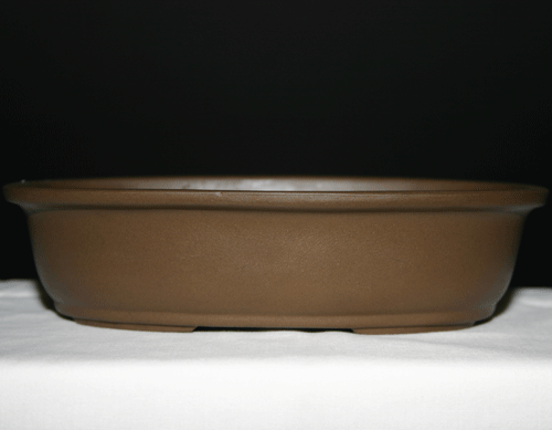 Brown Unglazed Oval Bonsai Pot