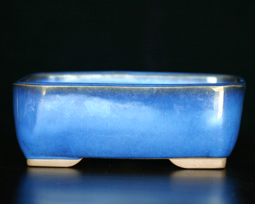 Blue Glazed Rectangular Bonsai Pot